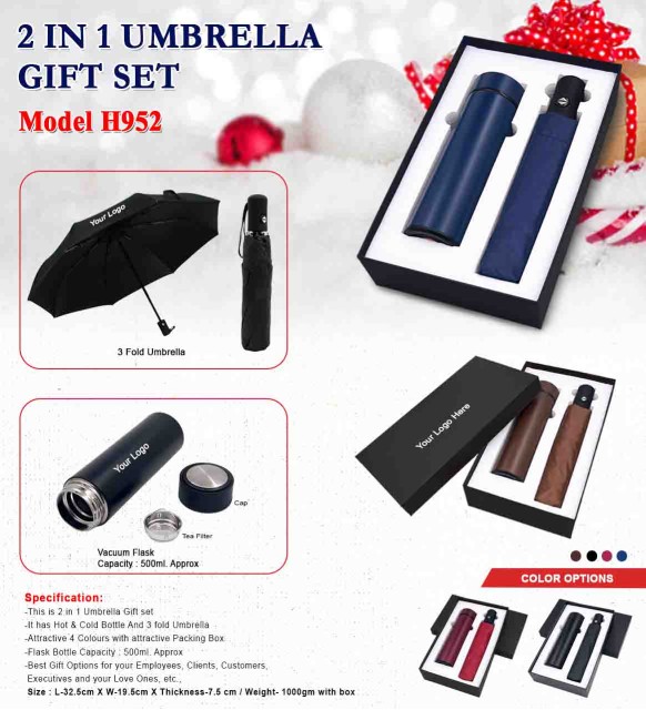 2 in 1 umbrella gift set model h952 3 fold umbrella and vaccum flask